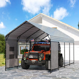 Prime Garden 10'x20'x10' Metal Carport, Heavy Duty Car Port with Enhanced Base Garage, Thickened Outdoor Galvanized Car Shelter for Car, Boats and Truck Prime Garden