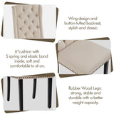 Yaheetech Dining Chairs Upholstered Fabric Chairs Tufted Kitchen Chairs with Solid Wood Legs, Nailhead Trims for Dining Room Kitchen and Restaurant, 1 Package of 2pcs, Beige Yaheetech