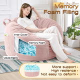 Memory Foam Bean Bag,Multiple Sizes Bean Bag Chairs for Adults,Fluffy Couch for Living Room Bedroom College Dorm,Bean Bag Chair with Filler Included (Pink, 4FT) TaiBest