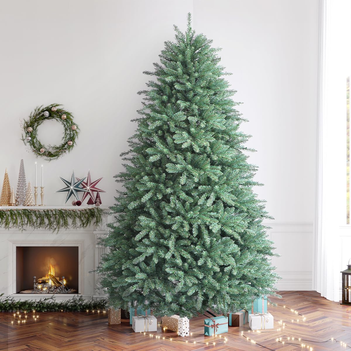 OasisCraft Christmas Tree, Full Premium Hinged Blue Spruce Artificial Christmas Tree (Unlit, 10FT)