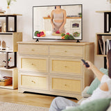 YITAHOME Rattan Dressers & Chests of Drawers, 6 Drawer Modern Closet Dresser, Wood Color YITAHOME