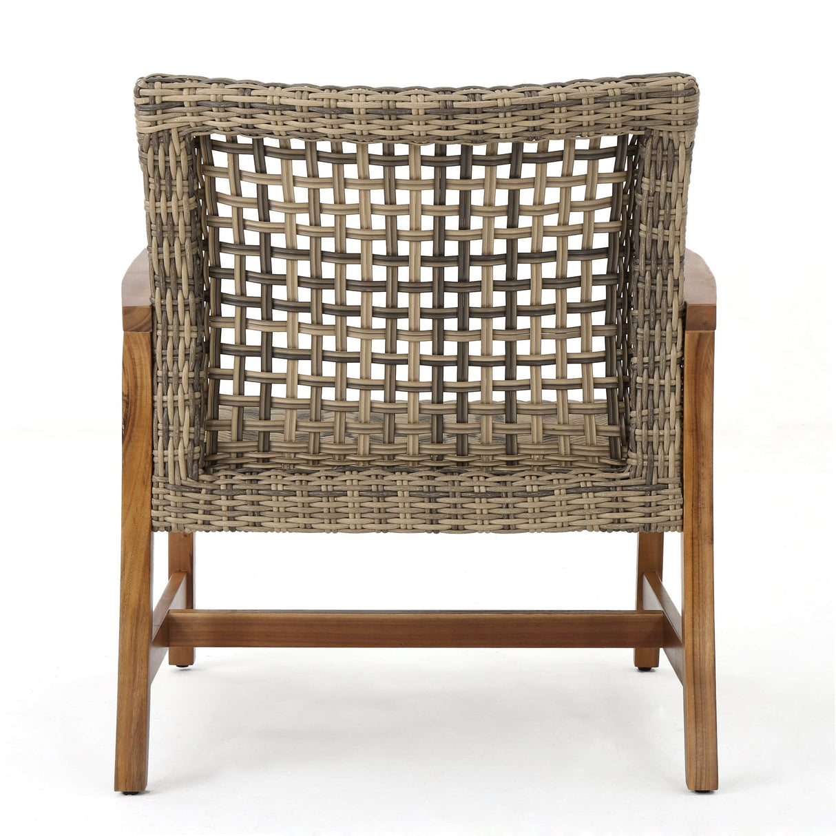 Christopher Knight Home Hampton Outdoor Mid-Century Wicker Club Chairs with Acacia Wood Frame, 2-Pcs Set, Natural Stained / Grey Christopher Knight Home