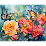 Tucocoo Colourful Rose Paint by Numbers Kits 16x20inch Canvas DIY Digital Oil Painting for Adults Beginner with Brushes and Acrylic Pigment - Floral and Butterfly for Home Decor Gifts (Without Frame) Tucocoo