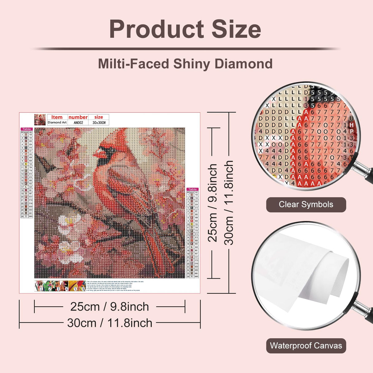 Anuver Cardinal Diamond Painting Kits for Adults, 5D DIY Diamond Art Kits for Beginners, Full Drill Diamond Painting Kits for Home Wall Decor, Bird, 12x12 Inch Anuver