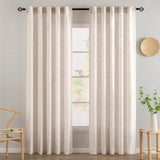MIULEE Natural White Linen Curtains 84 Inch Long for Bedroom Living Room, Soft Thick Linen Textured Window Drapes Semi Sheer Light Filtering Rod Pocket Back Tab Neutral Farmhouse Cream Ivory 2 Panels MIULEE