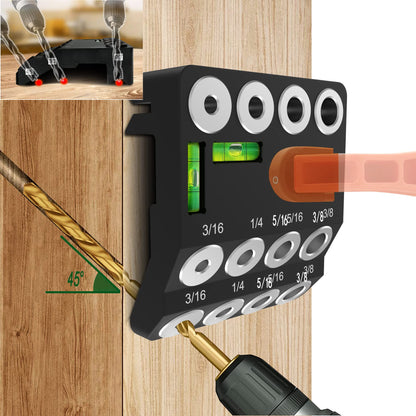 Drill Guide,30 45 90 Angled Drill Guide Jig with 2 Torpedo Level 4 Sizes Drill Hole Guide Jig Use on Flat Surfaces, Round Parts, and Corners Angled Straight Hole - WoodArtSupply