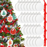 Jetec Christmas Sublimation Blank Pendants Double Side MDF Personalized Blank Bulk Heat Transfer Blank Hanging Pendant White Sublimation Ornament with Red Ribbon for DIY (72 Pcs,3.5 x 2.9 x 0.1 Inch) Jetec