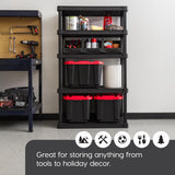 IRIS USA 5-Shelf Heavy Duty Plastic Storage Shelves, 750lb Capacity, 68" H x 36" W x 18" D, Large Modular Shelving Unit Storage Organizer for Garage, Home, Warehouse & Gym, Storage Rack - Black Iris Ohyama
