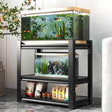 RLRO 40-50 Gallon Fish Tank Stand, Metal Aquarium Stand With 3 Tier Adjustable Storage Shelves, Heavy Duty Reptile Tank Stand, 660lbs Capacity, Tank Rack Shelf Metal Stand For Home Office (Black) RLRO