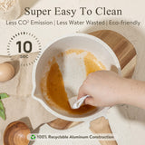 CAROTE 1.5Qt & 3.0Qt Sauce Pan Set with Lid Nonstick Saucepan 4 Pcs Non Stick Sauce Pots Cooking Pot with Pour Spout, Easy to Clean, Small Kitchen Pots Induction Pot, PFOA FREE (White Granite) CAROTE