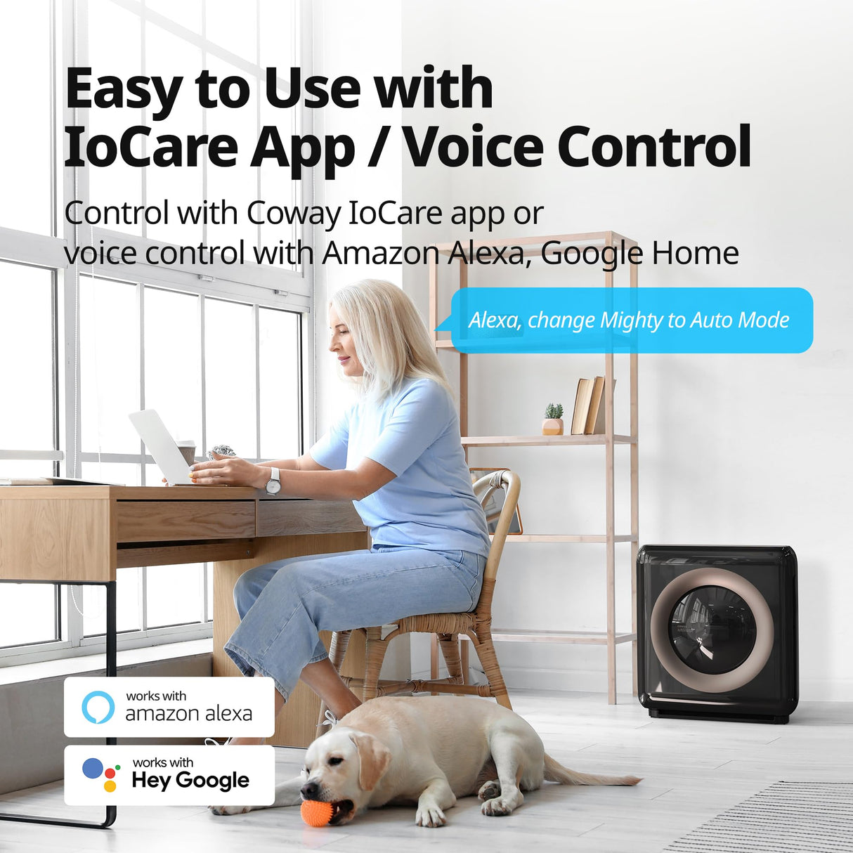 Coway Airmega AP-1512HHS App-Enabled Smart Technology, Compatible with Amazon Alexa True HEPA Air Purifier, Black/Bronze Coway