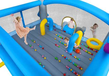 Large Bounce House for Big Kids, 16.5ft x 15ft Inflatable Bouncy Houses with Slide, Bouncy Area, Obstacle Arch, Basketball Hoop & Dart Game, Blue Bouncer Jump House Holds 6 Kids Aged 3-10, 650W Blower Ytonisld