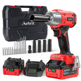 Avhrit Cordless Impact Wrench 1/2 inch, 480Ft-lbs (650Nm) Brushless Power Impact Gun 1/2 drive w/ 4.0Ah Battery, 4 Sockets, 6 Screwdriver Bits, Fast Charger, Electric Impact Wrench for Car Tire Avhrit