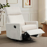 LONWIK Swivel Rocker Recliner Chair, Upholstered Fabric Nursery Rocking Glider Chair with Adjustable Backrest and Footrest, Lay Flat Recliner Single Lazy Sofa for Living Room(Beige) LONWIK