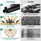 YITAHOME Egg Chair Swing Hanging Outdoor Wicker Hammock Chairs Indoor with Steel Stand UV Resistant Cushion 330lbs for Patio, Bedroom, Garden and Balcony - Beige YITAHOME