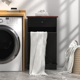 TOLEAD Tilt Out Trash Cabinet,Antique-Style Barn Door Kitchen Island with Solid Wood Tabletop & Drawer, Pet Proof Trash Can, Wood Laundry Cabinet TOLEAD