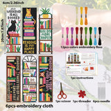 ACRNIGHEET 6PCS Cross Stitch Bookmark Kits Bookshelves Words Pattern Counted Cross Stitch Kits for Beginners Adults DIY Stamped Embroidery Bookmarks with Instructions Hand Embroidery Craft Gift ACRNIGHEET