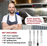 ROMANTICIST 4pc Heavy Duty Grill Accessories for Top Chef - Professional Grill Tools Set & Basic BBQ Tools for Backyard Restaurant Outdoor Kitchen - Deluxe Grill Gift for Dad on Father’s Day Birthday ROMANTICIST