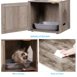 Hey-brother Cat Tree with Litter Box Enclosure, All-in-one Cat Tower for Indoor Cats with Large Hammock, Bed, Food Station, Scratching Posts, Modern Style Pet Furniture, Rustic Gray MPJ100SG Hey-brother