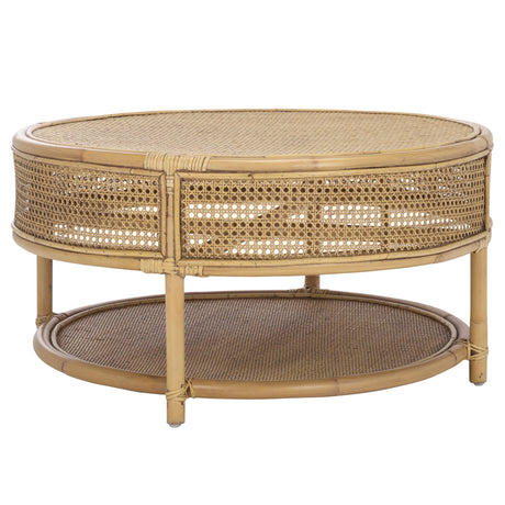SAFAVIEH Home Collection - Arvid Honey Brown Wash Rattan Coffee Table, Round Boho Coastal Design, Fully Assembled (COF6512B) SAFAVIEH