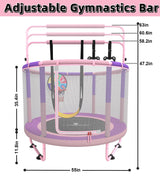 LANGXUN 60" Trampoline for Kids, 5ft Toddler Mini 6-in-1 Trampoline Indoor Outdoor with Swing, Basketball Hoop, Dart Board, Gymnastics Bar, Rings, Christmas Toys Birthday Gifts for Girls Boys Age 1-8 LANGXUN