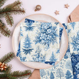 40pcs Winter Napkins Decorations,Blue Winter Christmas Napkins,Christmas Tree Xmas Reindeer Napkin for Winter Holiday Party Xmas Birthday Party Supplies CMUSKO
