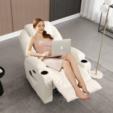 IBTKIG Power Recliner Chair with Heat and Massage, PU Leather Home Theater Seating with LED Lights/Cup Holders/Side Pocket/USB Port, Reclining Sofa Chair for Living Room (1, Beige) IBTKIG