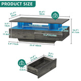 YITAHOME LED Coffee Tables for Living Room, Farmhouse Coffee Table with Storage 4 Drawers and Open Compartment, Modern Rectangle Coffee Tables Small Wood Tables for Home Decor, Office, Grey YITAHOME