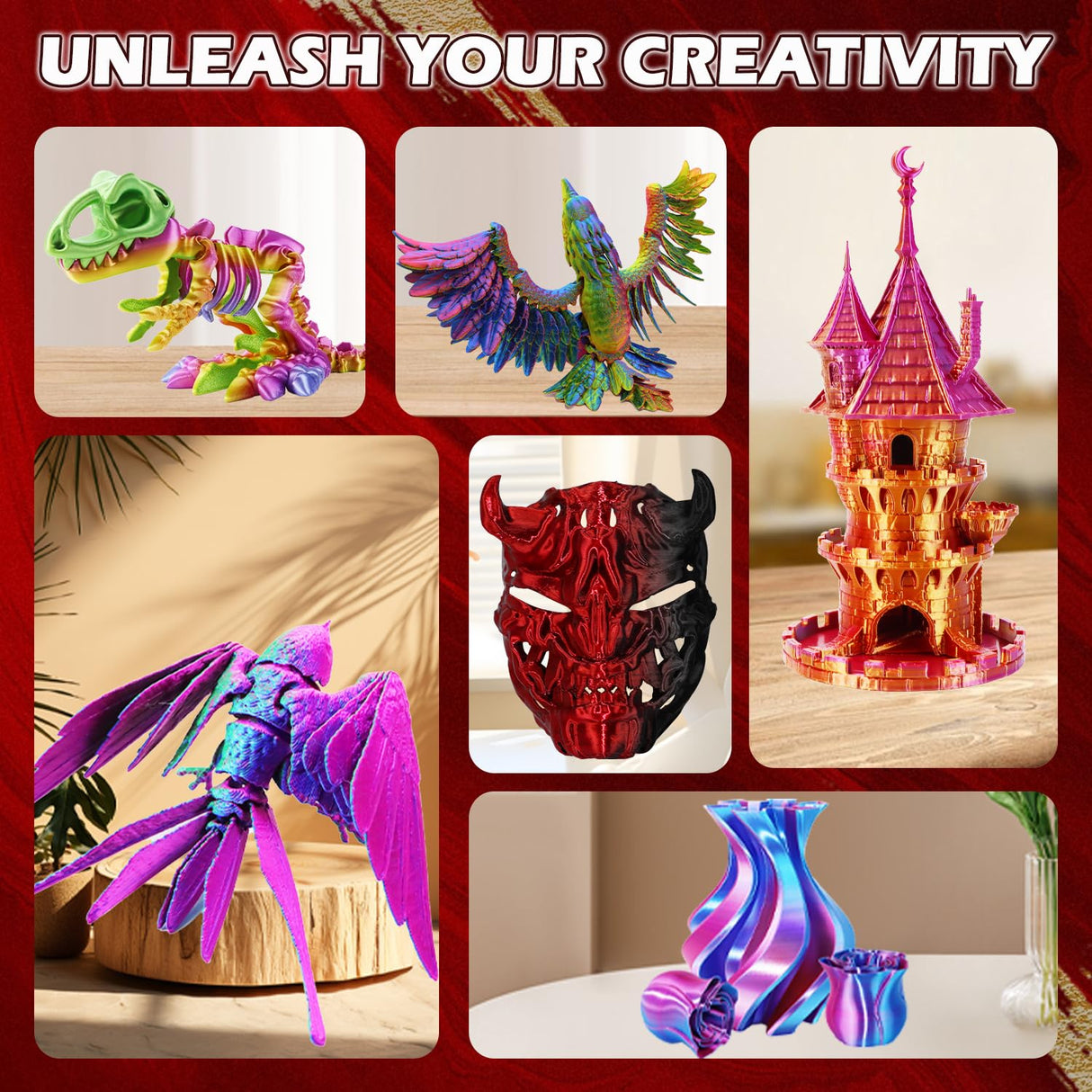 Goto Guard Silk PLA 3D Printer Filament, Dual Color Filament Black-Red 3D Printing Filament, Coextrusion Color Change PLA Filament 1.75mm +/-0.02, 1KG/2.2lb Goto Guard