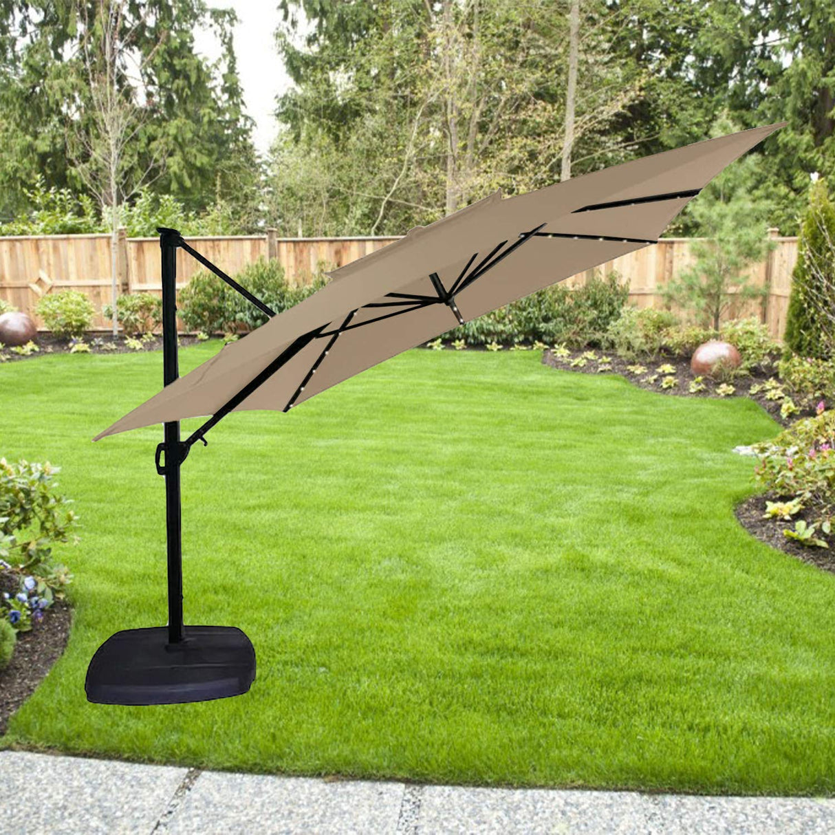Garden Winds Replacement Canopy Top Cover Compatible with The Simply Shade Two Tiered Square Solar Umbrella - RipLock 500 Garden Winds