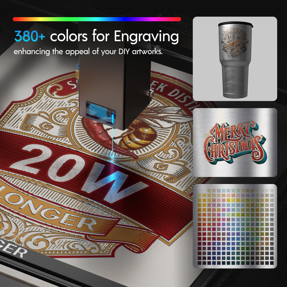 LONGER RAY5 20W Higher Accuracy Laser Engraver and Cutter, 130W Laser Engraving Cutting Machine can Cut 0.05mm Metal and Engrave Hundreds of Colors On Metal Steel 3.5"Touch Screen for DIY Longer