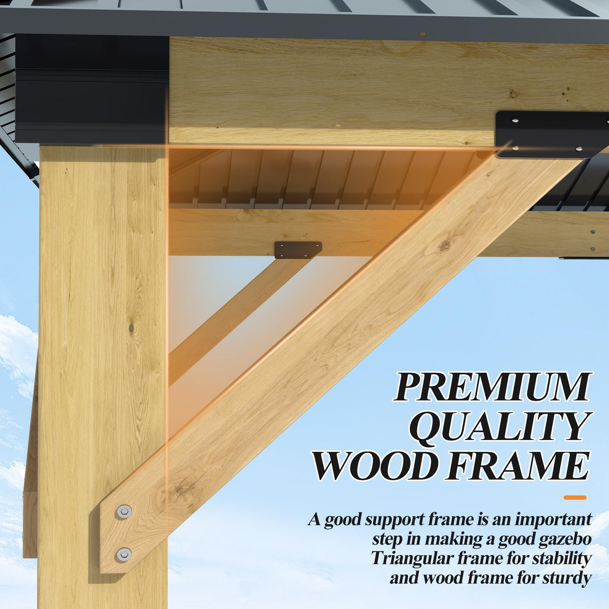 13’x15’ Outdoor Wooden Gazebo - Patio Galvanized Steel Gazebos with Double Vented Roof, Heavy-Duty Cedar Wood Gazebo for Garden, Lawn, Poolside, Backyard Deck GARTOO