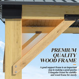 13’x15’ Outdoor Wooden Gazebo - Patio Galvanized Steel Gazebos with Double Vented Roof, Heavy-Duty Cedar Wood Gazebo for Garden, Lawn, Poolside, Backyard Deck GARTOO