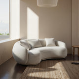 Acanva Modern Curved Sectional Living Room Couch, Minimalist Comfy Boucle Fabric Modular Sofa for Apartment, Home Office, 3-Seater, White Acanva