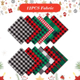 Caydo 12 Pack Christmas Ornament DIY Craft Kit Includes 3 Inch Bamboo Embroidery Hoops, Christmas Plaid Fabric, Mini Pine Cones, Artificial Pine Needle and Small Berries for Christmas DIY Decor Caydo