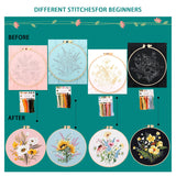 4 Sets Cross Stitch Embroidery Kits for Beginners Adults, Flower Stamped Pre Printed Cross Stitch Kits, Full Range of Embroidery Starter Kit with Instructions, 4PCS Embroidery Hoops, Threads and Tools MAMUNU