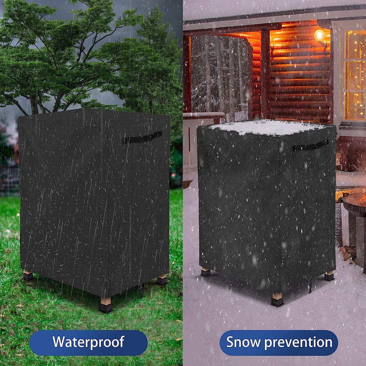 AKEfit 17IN Firewood Log Rack Cover, Waterproof Covers for firewood, Heavy Duty 600D Oxford Outdoor Firewood Storage Cover, Outdoor Log Holder Cover (Log Rack not Included) AKEfit