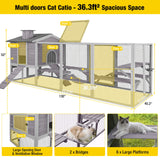 Aivituvin Cat House Catio Outdoor Cat Enclosures, Large Kitty House Cat Condo Playpen with Platforms & Living House-Unique Deformation Cat House Aivituvin