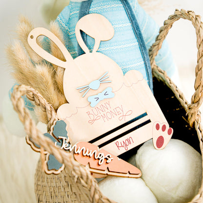 KindlyToys Personalized Easter Basket Tags, Easter Money Holder, Easter Gifts Teens, Easter Basket Stuffers, Easter Bunny Money Holder, Easter Gift Tag MH03 - WoodArtSupply