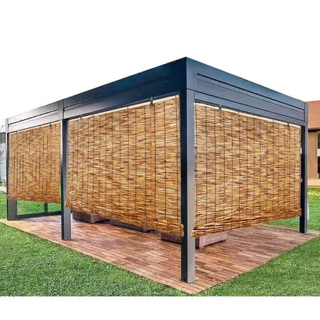 Natural Bamboo Blackout Roller Blinds - 80% Light Filtering Sunshade Curtain for Indoor & Outdoor Use DISPRA