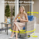 ovios 9 Pieces Patio Furniture Set, Outdoor Wicker Sectional Sofa with 42" Fire Pit Table Swivel Chair, Modern Modular Deep Seat Rattan Couch Conversation Sets, Navy Blue ovios