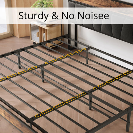 LIKIMIO King Size Bed Frame with Storage Headboard and Charging Station, Solid Construction, Easy Assembly LIKIMIO