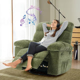 Oversized Swivel Rocker Recliner Chair for Adult,360°Swivel Rock Recliner,Extra Wide Manual Recliners,Chenille Upholstery Overstuffed Soft Rocking Sofa Chair,Green OUTGOODS