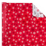 WRAPAHOLIC Reversible Christmas Wrapping Paper Roll - Mini Roll - 17 Inch x 33 Feet - Red White Reindeer and Snowflake Wrapping Paper for Christmas, Holiday, Party WRAPAHOLIC