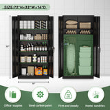 Greenvelly Metal Storage Cabinet with Lock,71" Metal Garage Cabinet with 2 Doors and 4 Adjustable Shelves,Lockable Storage Organization, Steel Tool Cabinets for Office,Home,Garage,Gym,School (Black) Greenvelly