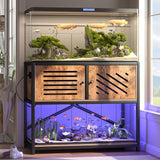 MELLCOM 40-50 Gallon Fish Tank Stand with Power Outlets and LED Light, Metal Aquarium Stand with Cabinet for Fish Tank Accessories Storage, Turtle Reptile Terrariums Stand Rack, Tank not Included MELLCOM