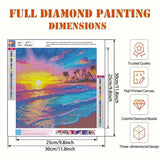Diamond Art Painting Kits for Adults, Sunset Beach 5D Diamond Painting Dots Art Kits for Adults Beginner, Simple DIY Full Round Gem Crystal Art Paint by Diamond, Home Wall Decor 12 x 12 in BYGFHLYW