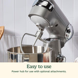 Cuisinart Stand Mixer, 12 Speeds, 5.5-Quart Mixing Bowl, Chef's Whisk, Flat Mixing Paddle, Dough Hook, and Splash Guard with Pour Spout, Silver Lining, SM-50BC, Silver Lining Cuisinart