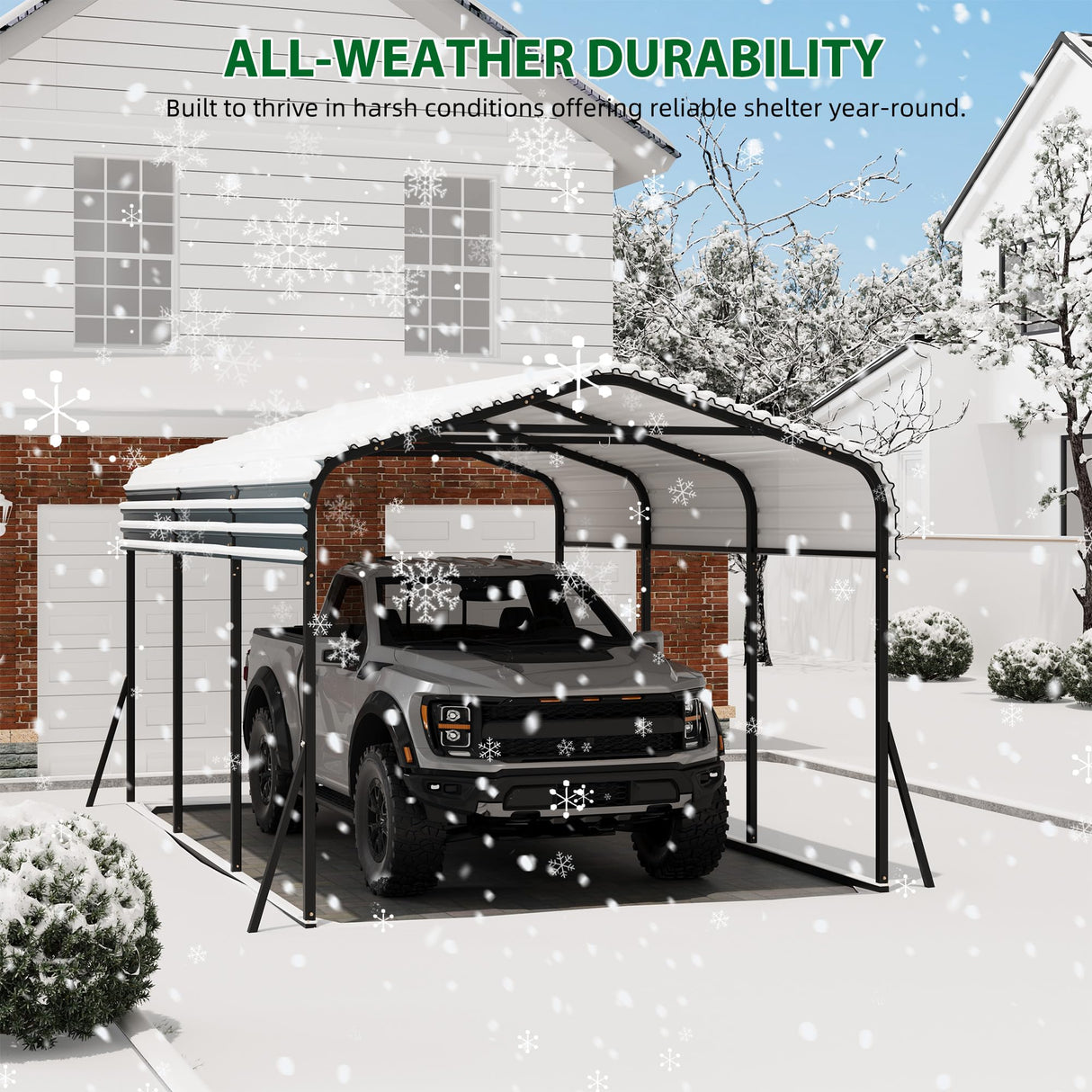 Hipicute 10' x 15' x 8.5' Heavy Duty Metal Carport with Galvanized Steel Roof, Steel Carport Kits Outdoor with Metal Roof, Galvanized Car Shelter for Tractors, Pickup, Boat, Car Hipicute