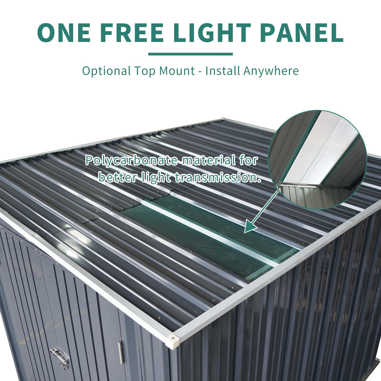 LANTRO JS 6x8FT Metal Outdoor Storage Shed, Garden Tool Shed Without Floor, Lean to Shed with Free PC Light Board and Lockable Doors for Garden Bike Lawnmower LANTRO JS